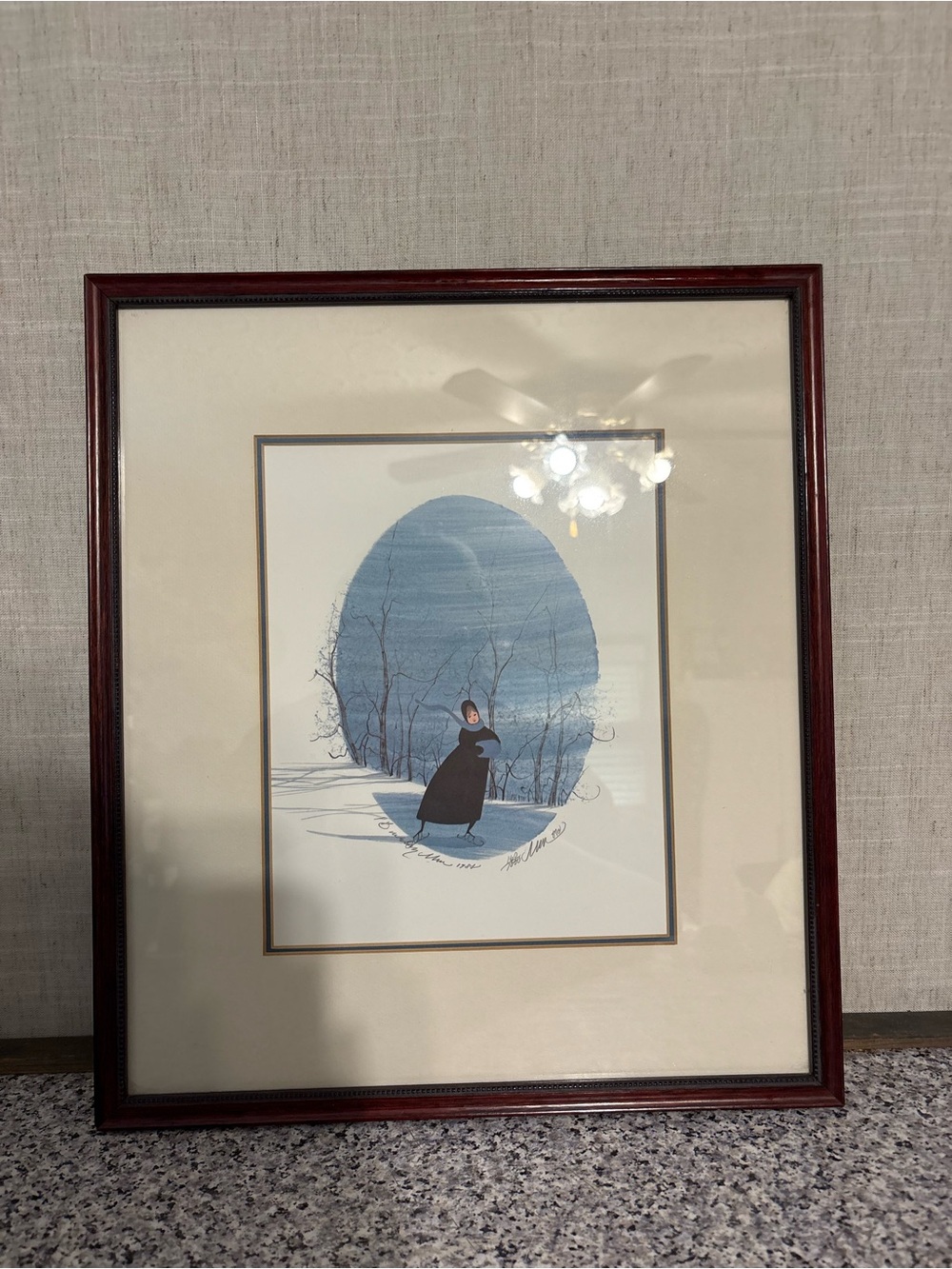 Pat Buckley Moss Winter Skater framed print Signed 160/1000
